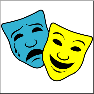 Clip Art: Comedy and Tragedy Masks 1 Color