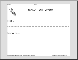 Writing Prompt: Opinion: I Like (Kindergarten) version 1