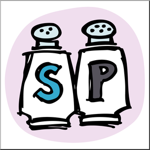 Clip Art: Condiments: Salt & Pepper Color