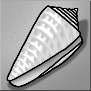 Clip Art: Seashells: Cone Shell Grayscale