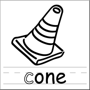 Clip Art: Basic Words: -one Phonics: Cone B&W