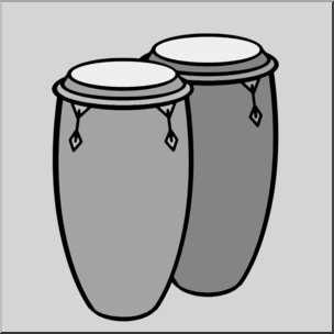 Clip Art: Congo Drums Grayscale