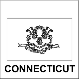 Clip Art: Flags: Connecticut B&W