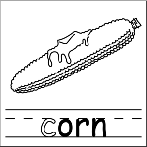 Clip Art: Basic Words: -orn Phonics: Corn B&W
