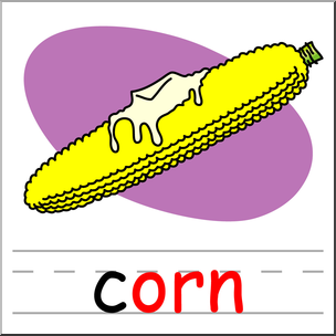 Clip Art: Basic Words: -orn Phonics: Corn Color