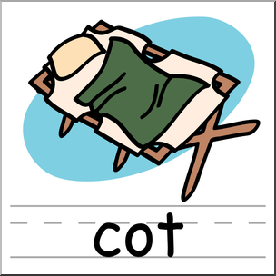 Clip Art: Basic Words: Cot Color Labeled