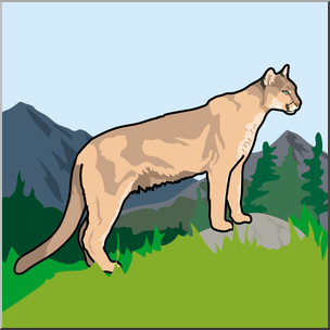 Clip Art: Big Cats: Cougar Color 2