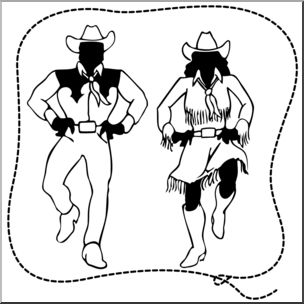Clip Art: Country Dancers B&W