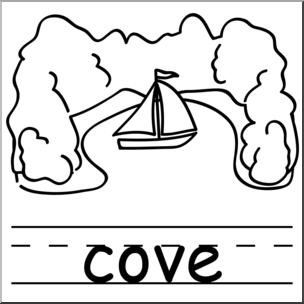 Clip Art: Basic Words: Cove B&W Labeled