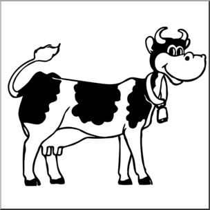 Clip Art: Cartoon Cow B&W