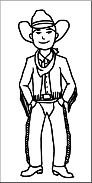 Clip Art: Western Theme: Cowboy 3 B&W