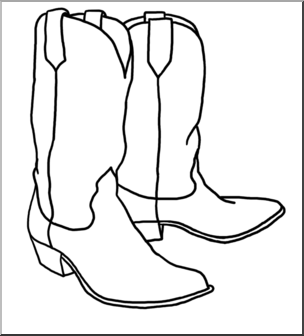 Clip Art: Western Theme: Cowboy Boots B&W
