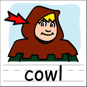 Clip Art: Basic Words: Cowl Color Labeled