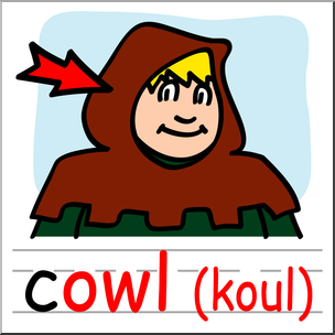 Clip Art: Basic Words: -owl Phonics: Cowl Color
