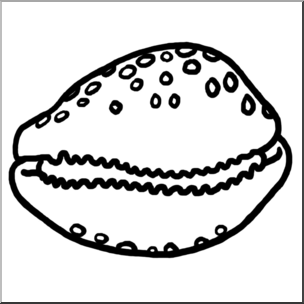 Clip Art: Seashells: Cowrie Shell B&W