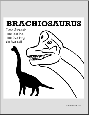 Clip Art: Dinosaurs: Brachiosaurus (coloring page)