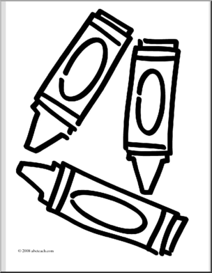 Clip Art: Basic Words: Crayons (coloring page)