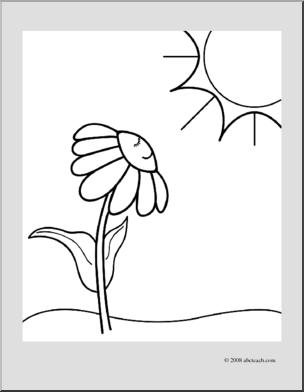 Clip Art: Daisy Sunny Day (coloring page)