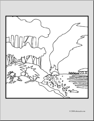 Clip Art: Environmental Concerns: Deforestation (coloring page)