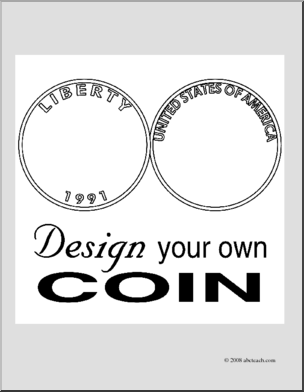 Clip Art: DYO Coin (coloring page)