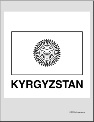 Clip Art: Flags: Kyrgyzstan (coloring page)