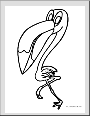 Clip Art: Cartoon Flamingo (coloring page)