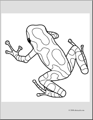 Clip Art: Frogs: Green & Black Poison Dart Frog (coloring page)