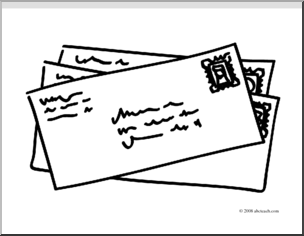 Clip Art: Basic Words: Mail (coloring page)