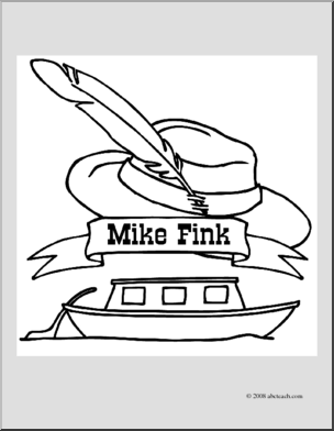 Clip Art: US Folklore: Mike Fink (coloring page)