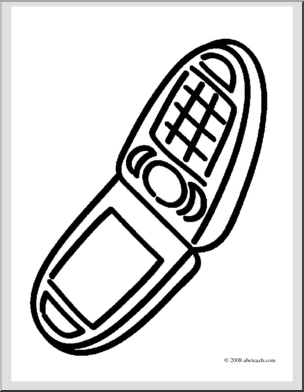 Clip Art: Basic Words: Phone (coloring page)