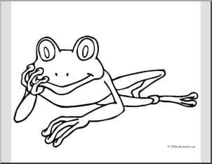 Clip Art: Cartoon Red Eyed Tree Frog (coloring page)