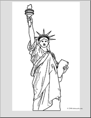 Clip Art: Statue of Liberty (coloring page)