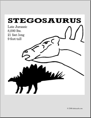 Clip Art: Dinosaurs: Stegosaurus (coloring page)