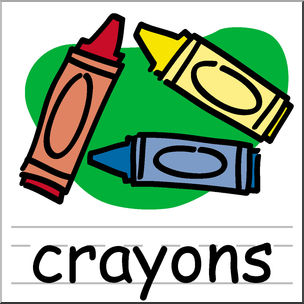 Clip Art: Basic Words: Crayons Color Labeled