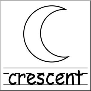 Clip Art: Shapes: Crescent B&W Labeled