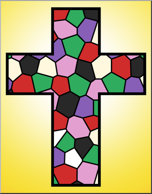 Clip Art: Religious: Cross 2 Color 1