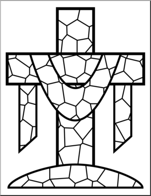 Clip Art: Religious: Cross 3 B&W