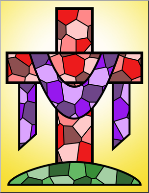 Clip Art: Religious: Cross 3 Color 1