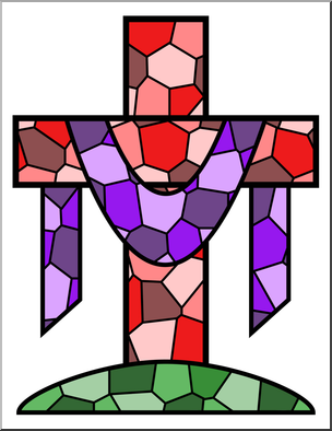 Clip Art: Religious: Cross 3 Color 2