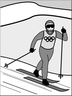 Clip Art: Winter Olympics: Cross Country Grayscale