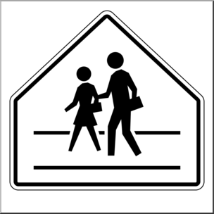 Clip Art: Signs: Crosswalk B&W