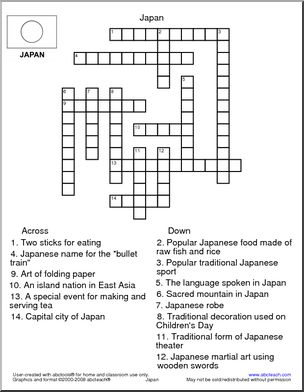 Crossword: Japan Abcteach