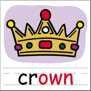 Clip Art: Basic Words: -own Phonics: Crown Color