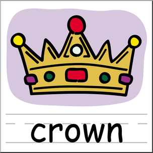 Clip Art: Basic Words: Crown Color Labeled