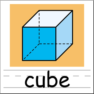 Clip Art: 3D Solids: Cube Color 2 Labeled
