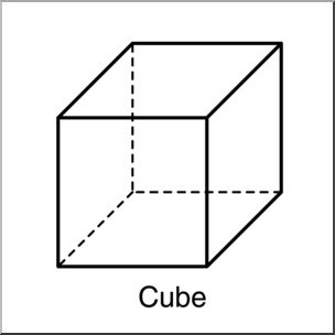 Clip Art: 3D Solids: Cube B&W Labeled