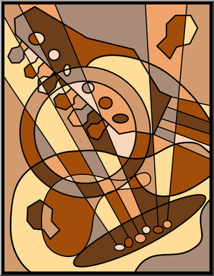 Clip Art: Overlapping Shapes: Guitar Color