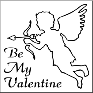 Clip Art: Valentine Cupid B&W