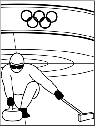 Clip Art: Winter Olympics: Curling B&W