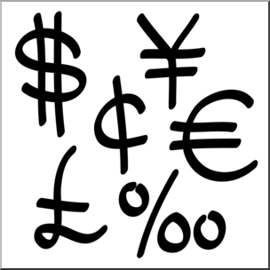 Clip Art: Currency Symbols B&W